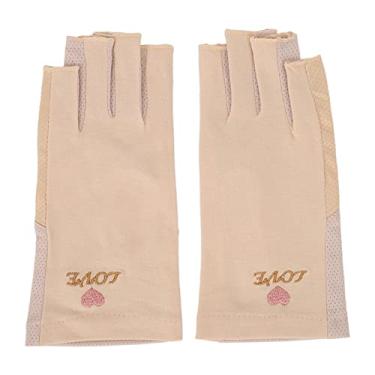 Imagem de Luvas de manicure anti UV QANYEGN, luvas respiráveis ​​para lâmpada de unhas, luvas UV de pele artística para lâmpada de unhas de gel, salão de beleza doméstico (Amarelo claro)