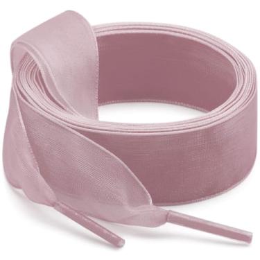 Imagem de WEGOODZF Cadarços de sapato de fita de cetim: cadarços de fio de neve planos de 2 cm para mulheres - 2 pares, 15 marrom rosa, 35 inch (90CM)