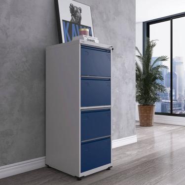 Imagem de Gaveteiro Arquivo de Aço 4 Gavetas Of04sltcm Cinza/Azul Delrei