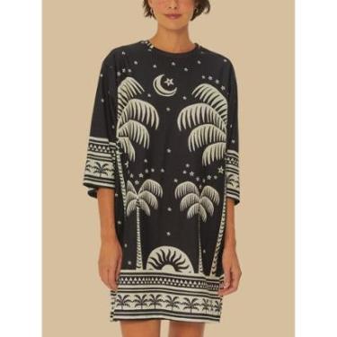 Imagem de Vestido Tshirt Big Estampado Coqueiral Farm Cor:;Tamanho:GG-Feminino