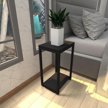 Imagem de Mesa De Cabeceira Industrial Preta Mdf Canto Quarto Mesas De Cabeceira Mesinha Cabeçeira Cabiceira