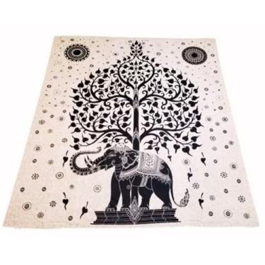 Imagem de Cangão Canga Grande De Praia Colcha Painel Indiano Elefante Cor Árvore+elefante Tamanho 2,10 X 2,30