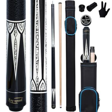 Imagem de Ray speed Bastão de taco de sinuca com eixo de deflexão baixa com estojo rígido de 540 a 590 ml bastão de sinuca profissional (branco, 590 g)