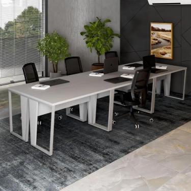 Imagem de Mesa Trabalho Escritório 6 Pessoas 360cm Pé Metal F5 Office - F5 Offic