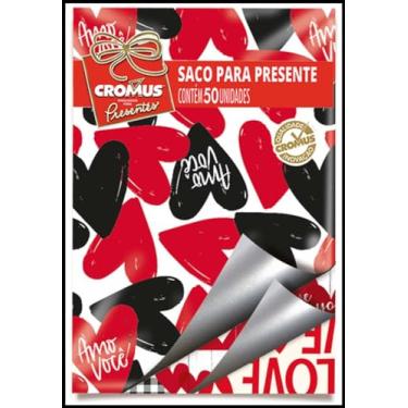 Imagem de Saco Para Presente Cromus Embalagens Com Acabamento Metalizado E Perolizado Na Estampa Romântico Sortido - Tamanho 60x90 Cm C/ 25 Unidades