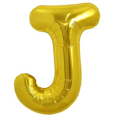 Imagem de TONIFUL Balões Grandes De 40 Polegadas Com Letra J Dourada, Hélio, Folha Mylar Para Decoração Festas Aniversário