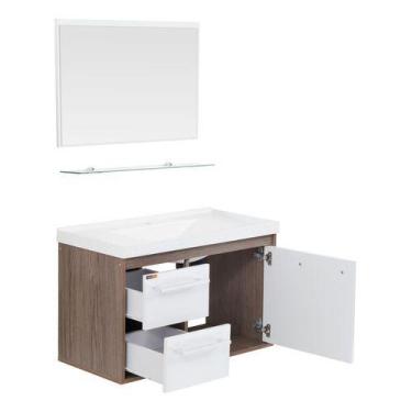 Imagem de Kit Gabinete Para Banheiro Com Cuba E Espelho 41x63x31 - Cerocha