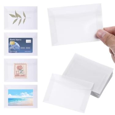 Imagem de Envelopes de vidro com 50 peças, envelopes de velino translúcidos de 9,4 x 7,5 cm para carimbos, sacos de vidro, envelopes transparentes, mini envelopes de moedas autovedantes para sementes, cartão de