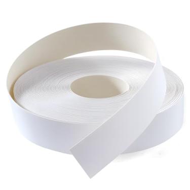 Imagem de FAKILO Borda de borda de PVC 5 cm x 30 m branca com adesivo hot melt pré-colado para acabamento de fita para consertos de madeira compensada de gabinete e restauração de móveis