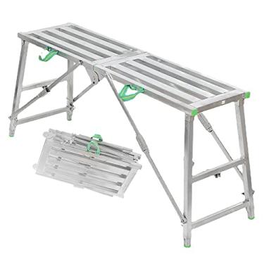 Imagem de WYUYIWH Plataforma de trabalho de andaime dobrável portátil de altura ajustável para andaimes de tecnologia de metal, plataforma de trabalho para remendos de casa, drywall e limpeza de janelas