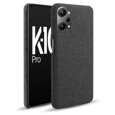 Imagem de Capa para OPPO K10 PRO,Capa desenhada em lona,Case Protetora Ultrafina com Empunhadura Macia,Design em Tecido Antichoque e Antiarranhões-Black