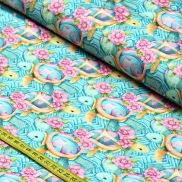 Imagem de Tecido Estampado Para Patchwork - Tropi : Tartarugas (0,50x1,50) - Fab