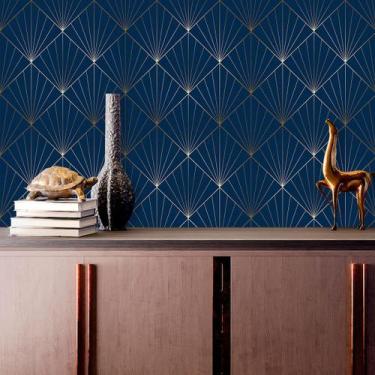 Imagem de Papel de parede Geométrico Triângulos Azul 250 - Inove Papéis de Pared