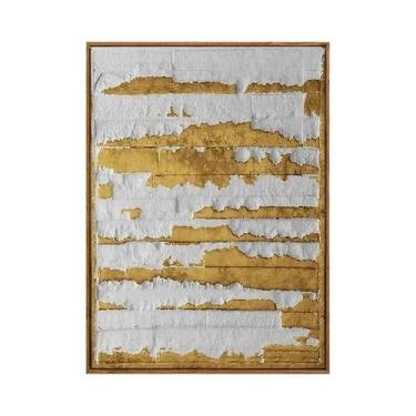 Imagem de Arte de Parede Abstrata Dourada - Impressão Texturizada Moderna em Tel