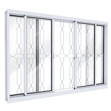 Imagem de Janela de Aço com Grade Mosaico e Fecho Embutido Facilita Lucasa  Branco