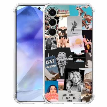 Imagem de malegaon Cowboy Cowgirl Western Country Art Colage, capa completa de TPU macio na moda para Samsung Galaxy A55