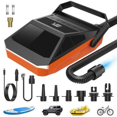 Imagem de Bomba elétrica portátil para prancha de remo de 50PSI, bomba SUP para pneu de carro com função de desligamento automático e deflação, conector de carro de 12 V CC para pranchas de stand up paddle
