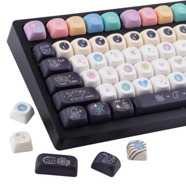 Imagem de Tsungup Teclas MOA, 126 teclas PBT Cute Sobremesa Queijo Muffin Ice Custom Keycaps, Dye-Sub Conjunto de teclas para teclado 60% 65% 75% 80% 100% MX Switches Teclado Mecânico