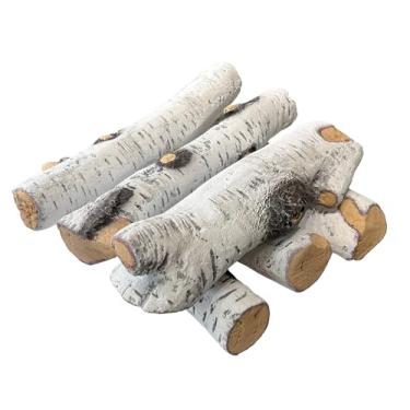 Imagem de MrGas Log Lenha Para Lareira A Gás, Lenha De Cerâmica Para Lareira E Fogueira, Lenha Falsa Simulada (Pacote Com 6 Peças - Madeira De Bétula)