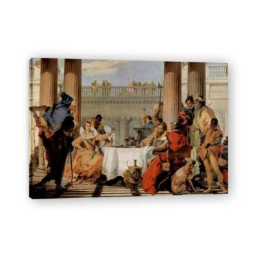 Imagem de The Banquet of Cleopatra Giovanni Battista Tiepolo Impressão em tela – Obra-prima rococó barroca, pintura escolar de Veneza, pintura a óleo decorativa para galeria doméstica 30 x 42 cm
