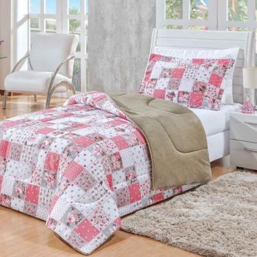 Imagem de Coberdrom Dupla Face Estampado Rosê para Solteiro 01 Peça - Bordados Ricardo