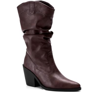 Imagem de Bota Feminina Lumiss Western Texana Slouchy Cano Médio Enrugada marrom36