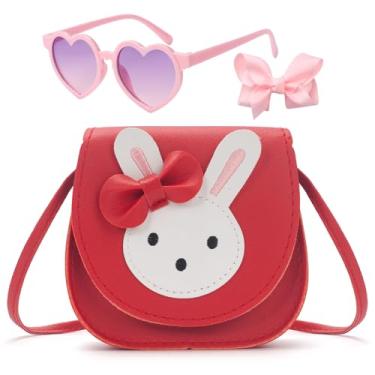 Imagem de LJCTULY Bolsa infantil pequena para crianças, bolsa de coelhinho para meninas, bolsa de presente de aniversário para meninas, B - vermelho