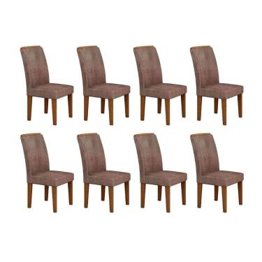 Imagem de Cadeira Sala de Jantar Lunara Kit 8 Un Imbuia/Suede Capuccino - Rufato