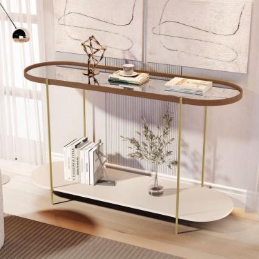 Imagem de Aparador Alamanda com Espelho Castanho/Off White/Dourado - Jb Bechara