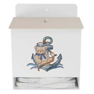 Imagem de Porta Fralda Kit Higiene MDF Quarto Infantil Urso Marinheiro - Neném n