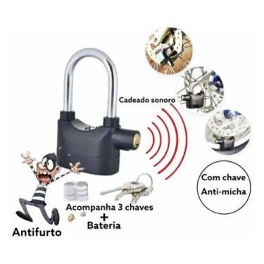 Imagem de Cadeado Com Alarme Antifurto Sirene 110db Prova De água Para Moto Bike