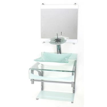 Imagem de Gabinete de vidro 40cm para banheiro curvado duplo pc cuba quadrada co