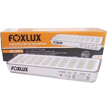 Imagem de Luminária LED Emergência Bivolt Bateria Recarregável Foxlux