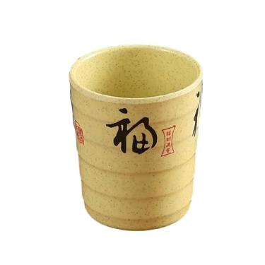 Imagem de Tigela de bênção de melamina de porcelana de imitação requintada redonda minimalista de estilo chinês para uso doméstico minimalista - copo de água com padrão horizontal