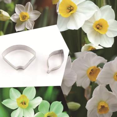 Imagem de Molde de pétala de narciso de aço inoxidável - Cortador de biscoito de pétala de narciso - Molde de decoração de bolo de pétala de narciso - 2 peças/conjunto