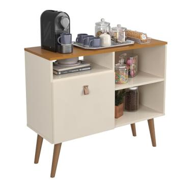 Imagem de Aparador Cantinho Do Café Com Prateleira Balcão (OFF WHITE/IPÊ)