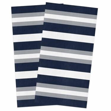 Imagem de Smile Sunflower Toalhas de cozinha, panos de limpeza de microfibra, clássicos, modernos, azul marinho, listras, cinzentos, toalhetes de limpeza de mesa, pacote com 2 lenços absorventes reutilizáveis