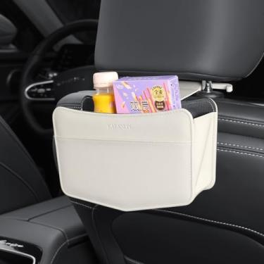 Imagem de KAFANLIN Caixote do lixo de carro pequeno de couro para veículos, organizador de lixo de carro, com saco de lixo, dobrável, mini bolsa de armazenamento de carros, recipiente para caminhões de van SUV