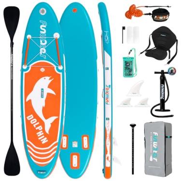 Imagem de FunWater Prancha inflável SUP de stand up paddle ultraleve inflável com acessórios ISUP, barbatanas, remo ajustável, bomba, mochila, guia, bolsa de telefone à prova d'água