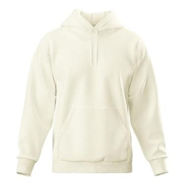 Imagem de Moletom Liso Flanelado Feminino Blusa De Frio Canguru - Core Base, Off