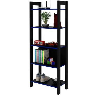 Imagem de Estante Multiuso Gamer Livreiro Office 5 Prateleiras Preto/azul