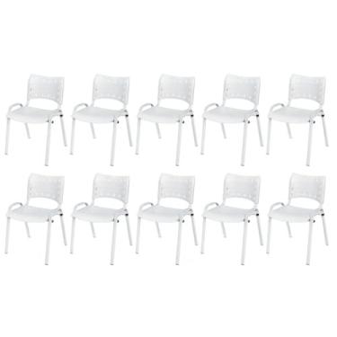 Imagem de Kit 10 Cadeira Iso Base Branco Escola, Igreja, Escritorio - Branco