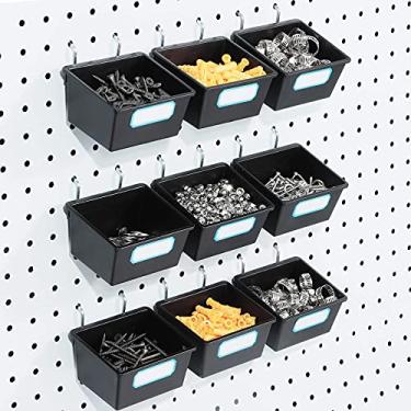 Imagem de Pacote com 16 cestos Pegboard com ganchos e etiquetas, para organizar acessórios, preto
