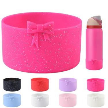 Imagem de DEWJDFSC Bota protetora de silicone compatível com Owala 947 ml, protetor de proteção inferior para garrafas de água de aço inoxidável FreeSip, Twist e Flip (rosa vermelha)