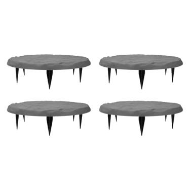 Imagem de Pedras decorativas de jardim para uso externo com estacas de chão para passarela de jardim de gramado (cinza)