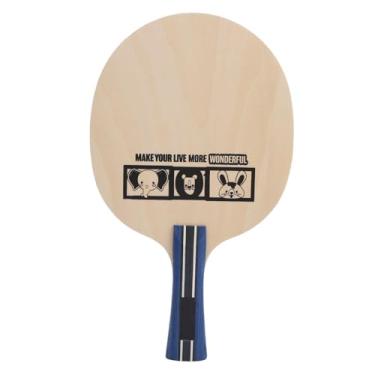 Imagem de Mesa Tennis Racket Paddle Equipamento de treinamento profissional para crianças iniciantes 5 camadas Pure Wood Basswood Riceboard com padrões de animais Design elegante (Aperto de mão alça longa)