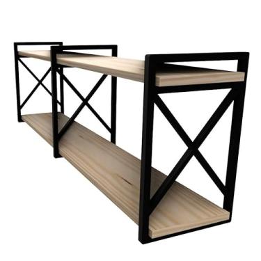 Imagem de Prateleira estilo industrial 20cm x 115cm - Kit Completo c/Madeiras - Suporte(PRETO)