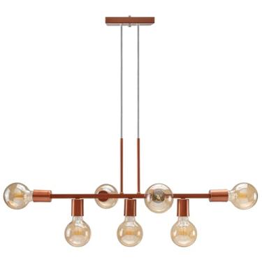 Imagem de Pendente Lustre 7 Lampadas para sala salão cozinha e comercio 68cm (Cobre Flex)
