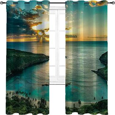 Imagem de Cortinas blackout Havaí – Cortinas de quarto e sala de estar com isolamento térmico, economia de energia e redução de ruído, para quarto, jardim de infância, sala de estar, L 226 x C 236 cm