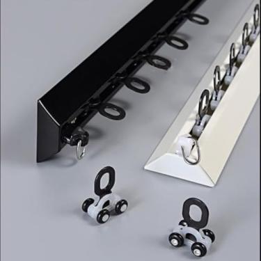 Imagem de Trilho Reto De 3.3/6.6/9.8ft Para Cortina De Chuveiro, Haste De Cortina De Alumínio, Sistema De Trilho Deslizante Silencioso Para Sala De Estar/quarto/janelas De Baía/páti, Black, 1.4m/4.6ft